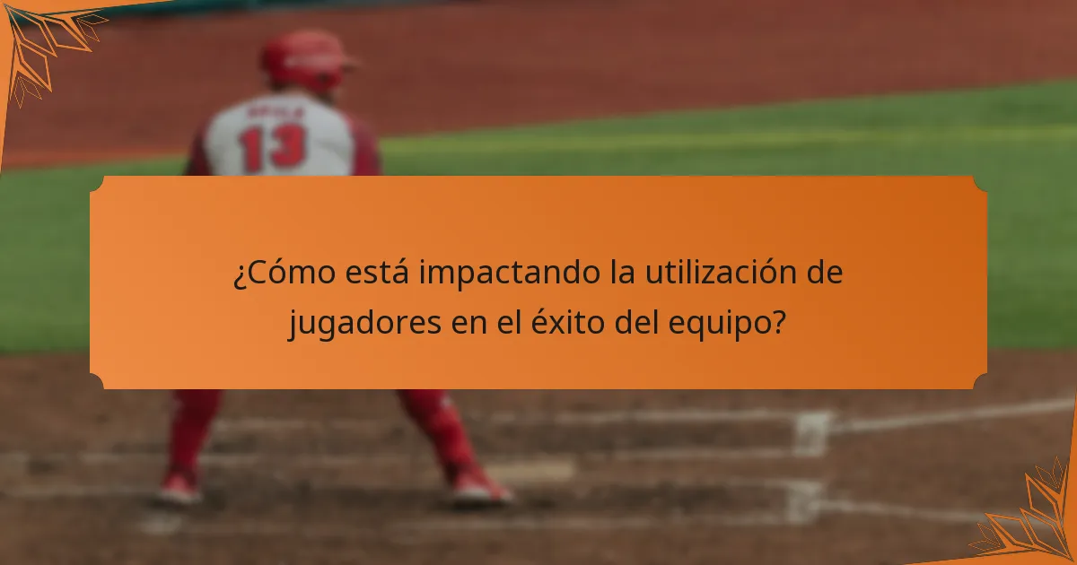 ¿Cómo está impactando la utilización de jugadores en el éxito del equipo?