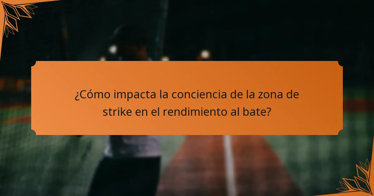 ¿Cómo impacta la conciencia de la zona de strike en el rendimiento al bate?